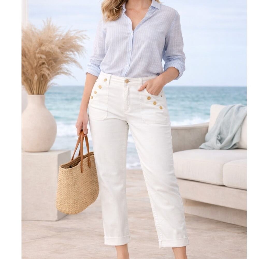 Democracy Denim Jeans Cropped Size 8 NWT Flattering Coastal Casual Summer